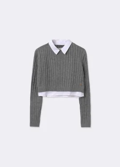 Jersey Cropped Detalle Camisa